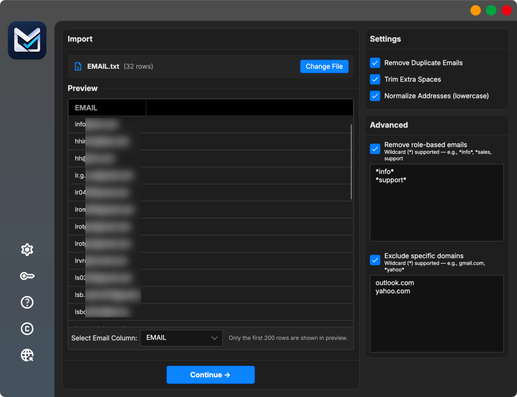 MetaLogic MailVexa Page 1 (After Import Emails) Screen Shot
