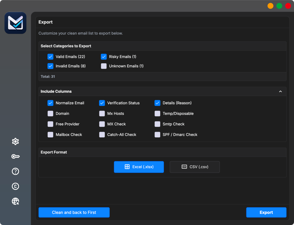 MetaLogic MailVexa Page 5 (Export) Screen Shot