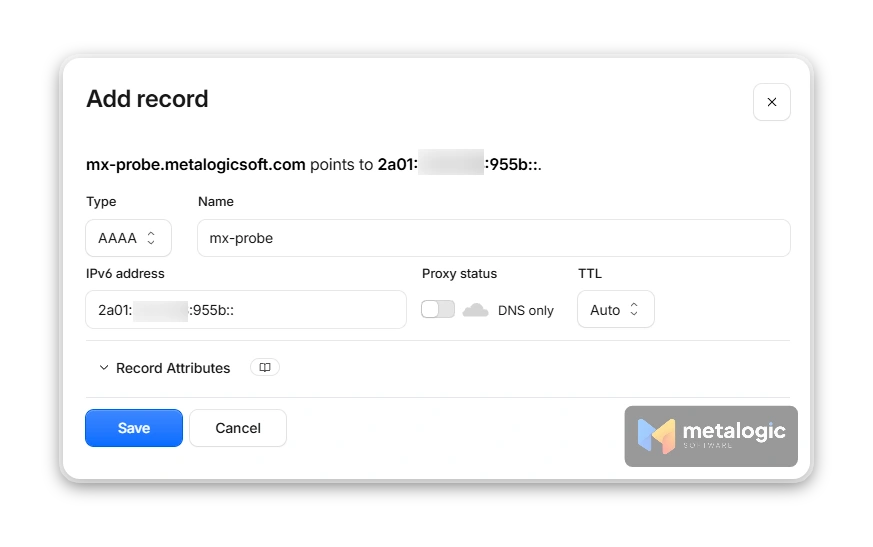 Add DNS AAAA recorde