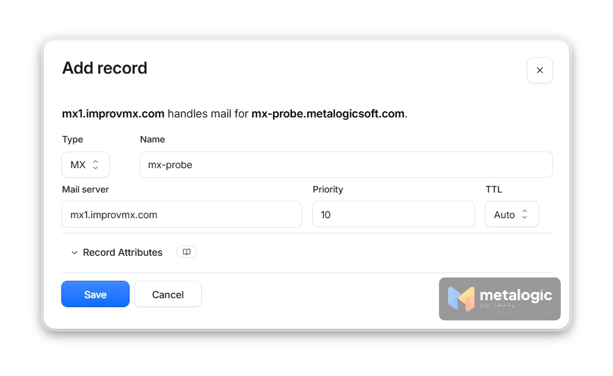 Add DNS MX recorde