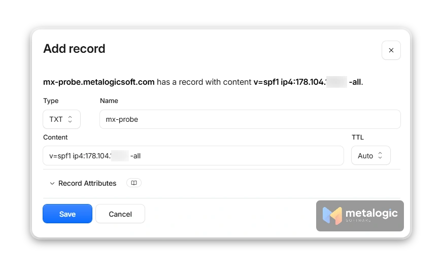 Add DNS TXT recorde