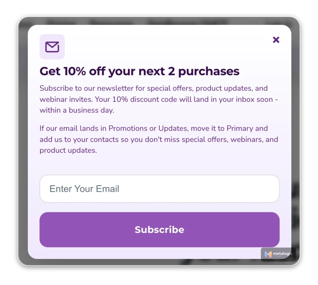 a signup form with a clear description of what the subscriber will receive