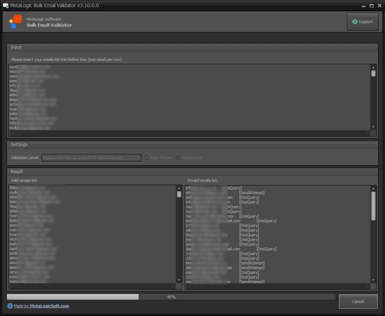 MetaLogic Bulk Email Validator (Main Winsow)