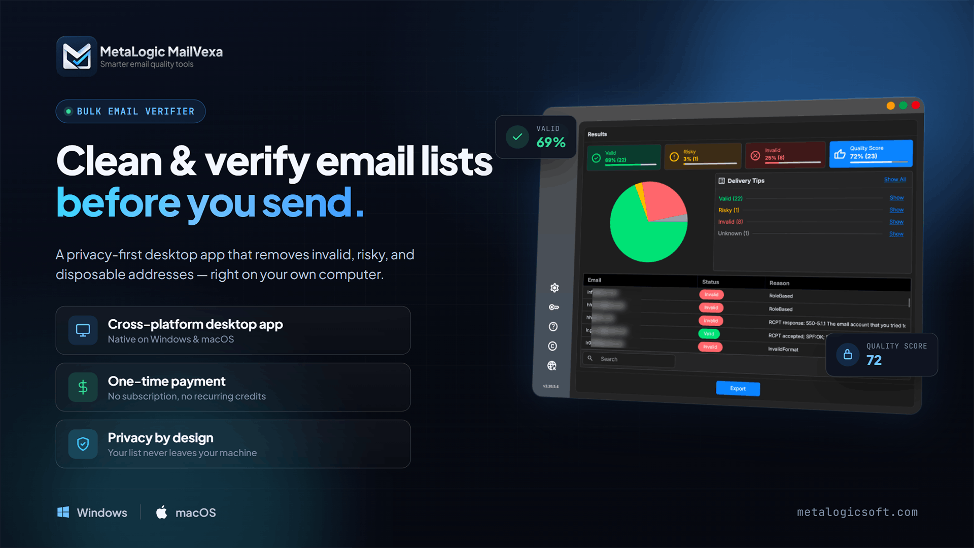 MetaLogic Mailvexa Bulk Email Verification App for Windows & macOS